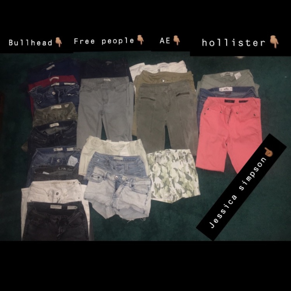 Numerous different brands of jeans